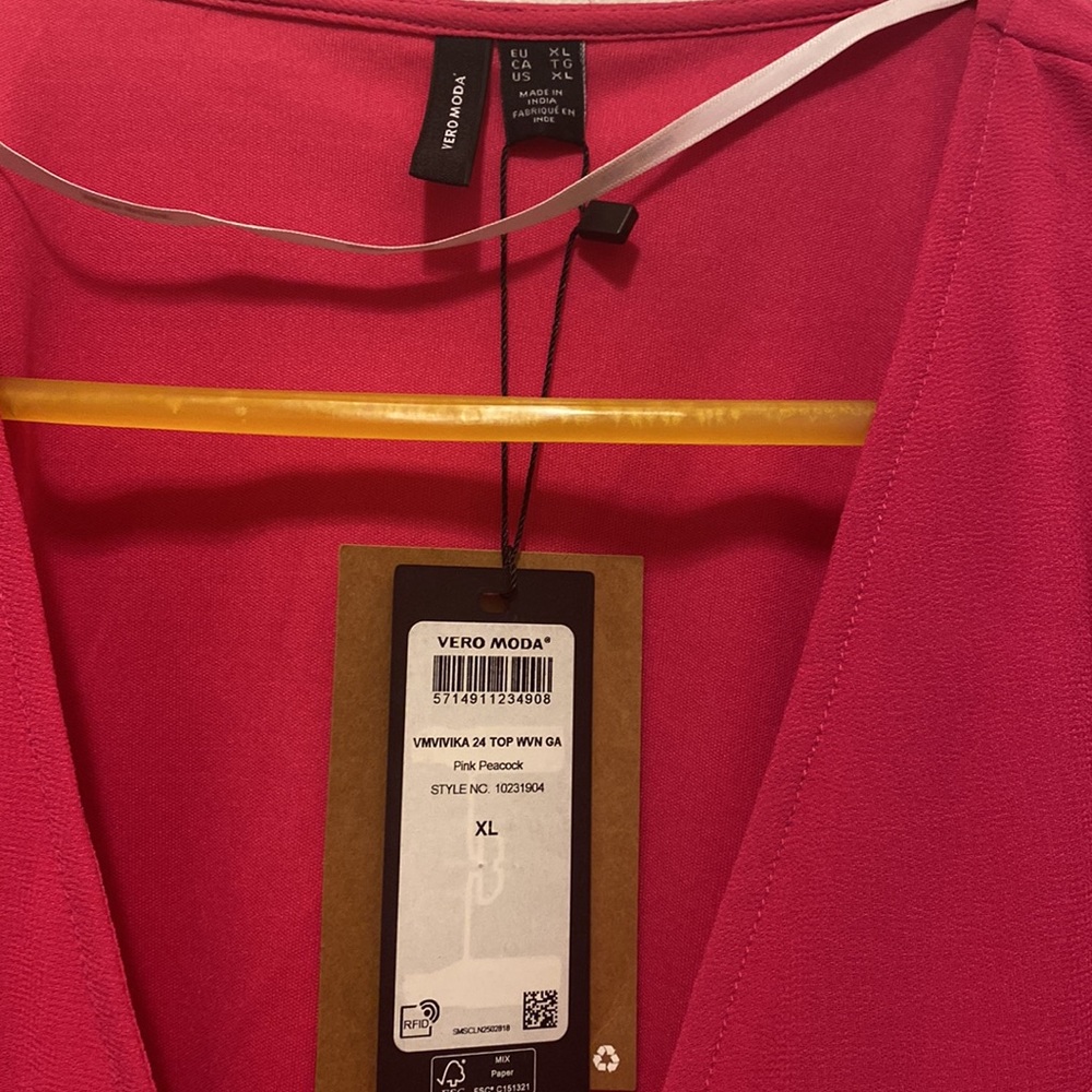 NWT Vero Moda XL Pink Wrap Shirt - Picture 2 of 5